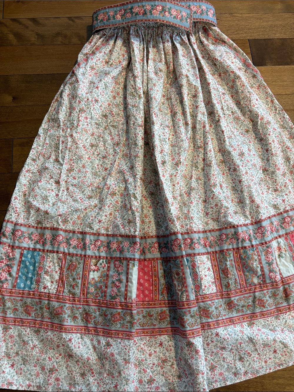Suttles & Seawinds Bohemian Floral Maxi Skirt in Pink and Blue